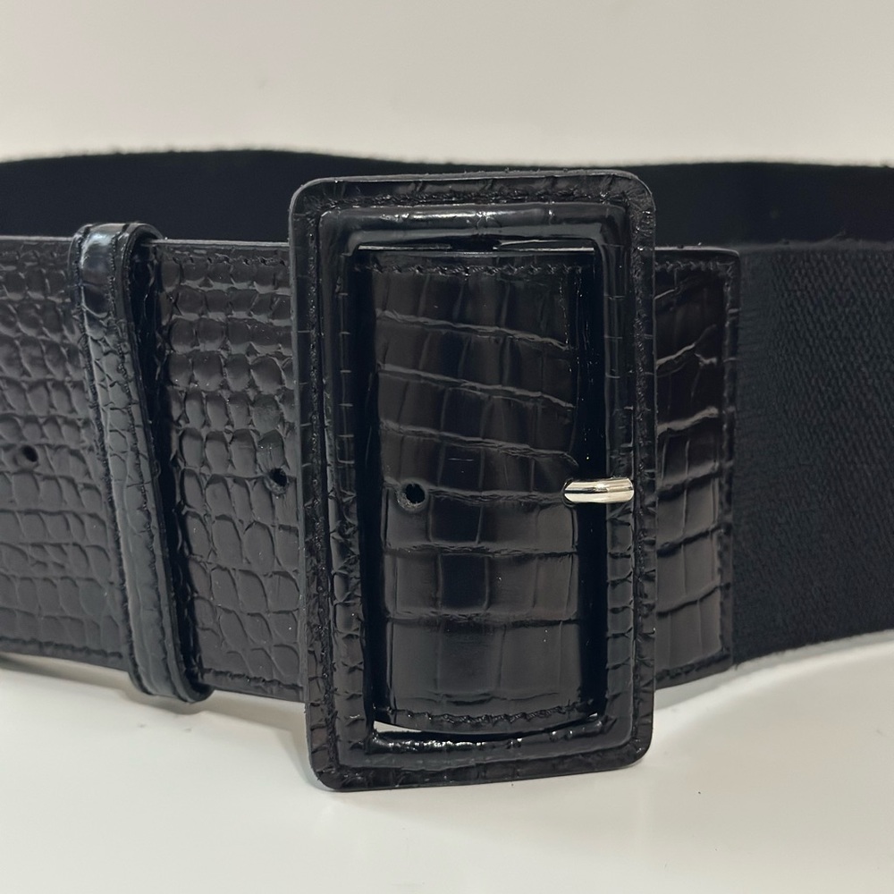 Theory Black Crocodile-Patterned Belt Women’s Medium/Large